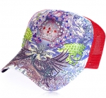 "Queens Angel" Tattoo Mesh Cap w/ Multiple Rhinestones Accent