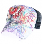 "Love Forever" Tattoo Mesh Cap w/ Multiple Rhinestones Accent