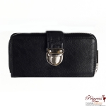 Designer Inspired Leatherette Wallet w/ Fold over Push Lock Closure