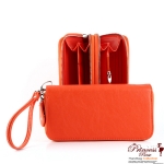 Designer Inspired Leatherette Wallet w/ Two Top Zipper Closure