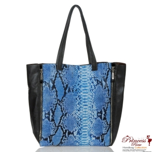 Designer Inspired Leatherette Handbag w/ Snake Skin Design