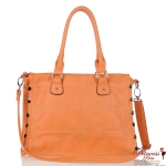 Designer Inspired Leatherette Handbag w/ Silver Tone Accent