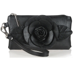 Designer Inspired Clutch Bag w/ Flower Accent