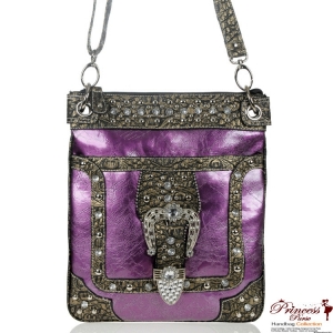 Designer Inspired Messenger Bag w/ Rhinestone And Studs