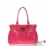 Designer Inspired Glossy Handbag w/ Lock And key Accent