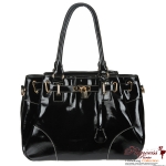 Designer Inspired Glossy Handbag w/ Lock And key Accent