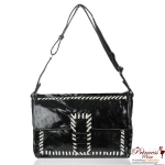 Designer Inspired Leatherette Messenger Bag w/ Stitches
