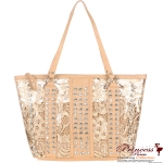 Designer Inspired See-through Tote Bag w/ Flower Lace Accent