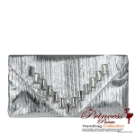 Designer Inspired Shiny Evening Bag W/ Large Crystal Accents