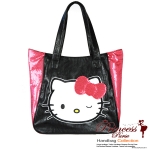 Hello Kitty Original Tote Handbag w/ Sparkly Pink Sequense Accent And Large Hello Kitty Logo