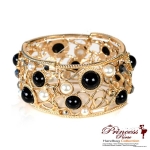 Pretty And Sparkly Stretch Bracelet w/ Pearl And Rhinestone Accents