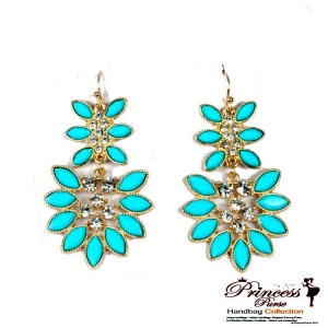Fashionable Dangling Earring W/ Flower Like Shape And Rhinestone Accent