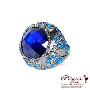 Stylish And Bold Crystal Center Ring w/ Small Rhinestone Encrusted Body Accent