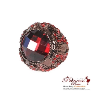 Stylish And Bold Crystal Center Ring w/ Small Rhinestone Encrusted Body Accent