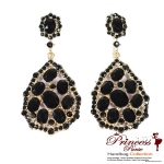 Fashionable Dangling teardrop Shaped Earring w/ Assorted Size Stones And Rhinestone Accent