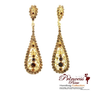 Fashionable And Sparkly Dangling Chandelier Earings W/ Rhinestone Accents