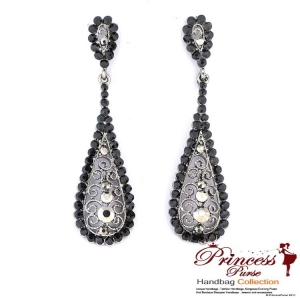 Fashionable And Sparkly Dangling Chandelier Earings W/ Rhinestone Accents