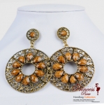 Stylish Fashionable Round Earrings w/ Rhinestone And Crystal Accent