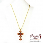 Chic and Delightful Fashion Cross Emblem necklace w/ Ruby Accent