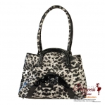 Designer Inspired Animal Print Leatherette handbag w/ Silver Tone  Lockett