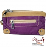Designer Inspired Messenger Leatherette Bag w/ Stud Accent and Zipper Pocket Front