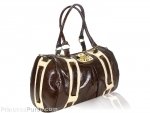 2721brown-Marc Jacob inspired, big saddle 2-tone metallic leather handbag