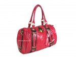 2721red-Marc Jacob inspired, big saddle 2-tone metallic leather handbag