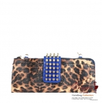 Modern Animal Print Clutch Purse w/ Gold Tone Spikes Accent and Flip over Magnite Closuer