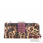 Modern Animal Print Clutch Purse w/ Gold Tone Spikes Accent and Flip over Magnite Closuer