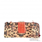 Modern Animal Print Clutch Purse w/ Gold Tone Spikes Accent and Flip over Magnite Closuer