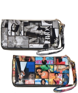 Package of 12 Pieces Magazine Fashion Two Zipper Wallets 28mp8001