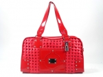Designer Inspired Leatherette Woven Handbag w/ Silver Lock