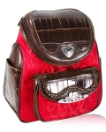 Designer Inspired Jacquard Tote Backpack Bag w/ Heart Emblem