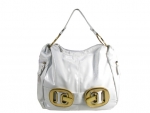 Guess Inspired Shiny Sporty Handbag with Belt and Gold-toned Buckles