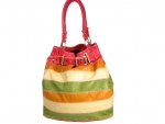 D&G Inspired Multi-colored Striped Bowler's Bag
