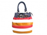 D&G Inspired Multi-colored Striped Bowler's Bag