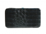 Designer inspired crocodile-texture animal-skin clasp wallet