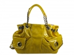 Christian Dior Inspired Shiny Handbag with Large Flap Side Pockets