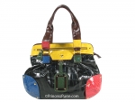 Valentino Inspired Multicolor Croco Tote with Frontal Zipper and Center Medallion