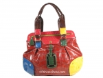 Valentino Inspired Multicolor Croco Tote with Frontal Zipper and Center Medallion