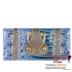 3 Way Fold Crocodile Skin Wallet &  With Stud