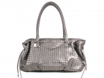 Bottega Veneta Inspired Woven Texture Bag w/Large Handle and Fringe