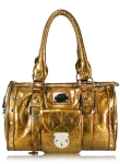 Designer Inspired Crocoskin-like Valise Bag w/ Silver-toned Accent Studs