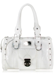 Designer Inspired Crocoskin-like Valise Bag w/ Silver-toned Accent Studs