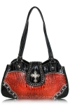 Designer Inspired "Genuine Leather" Hobo Bag w/ Cross-sign Embellishment on Front