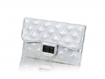 Designer Inspired Quilted Clutch Purse w/ Flipover Twist Lock Closure