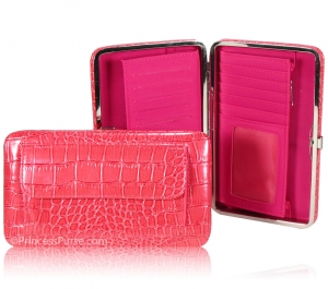 Designer Inspired Croco-Textured Wallet w/  Front Snap-magnet Pocket