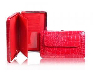 Designer Inspired Croco-Textured Wallet w/  Front Snap-magnet Pocket