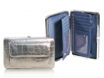 Designer Inspired Croco-Textured Wallet w/  Front Snap-magnet Pocket
