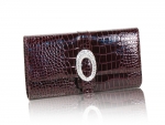 Designer Inspired Croco-texture Clutch Purse w/ Elegant Rhinestones Embellishment